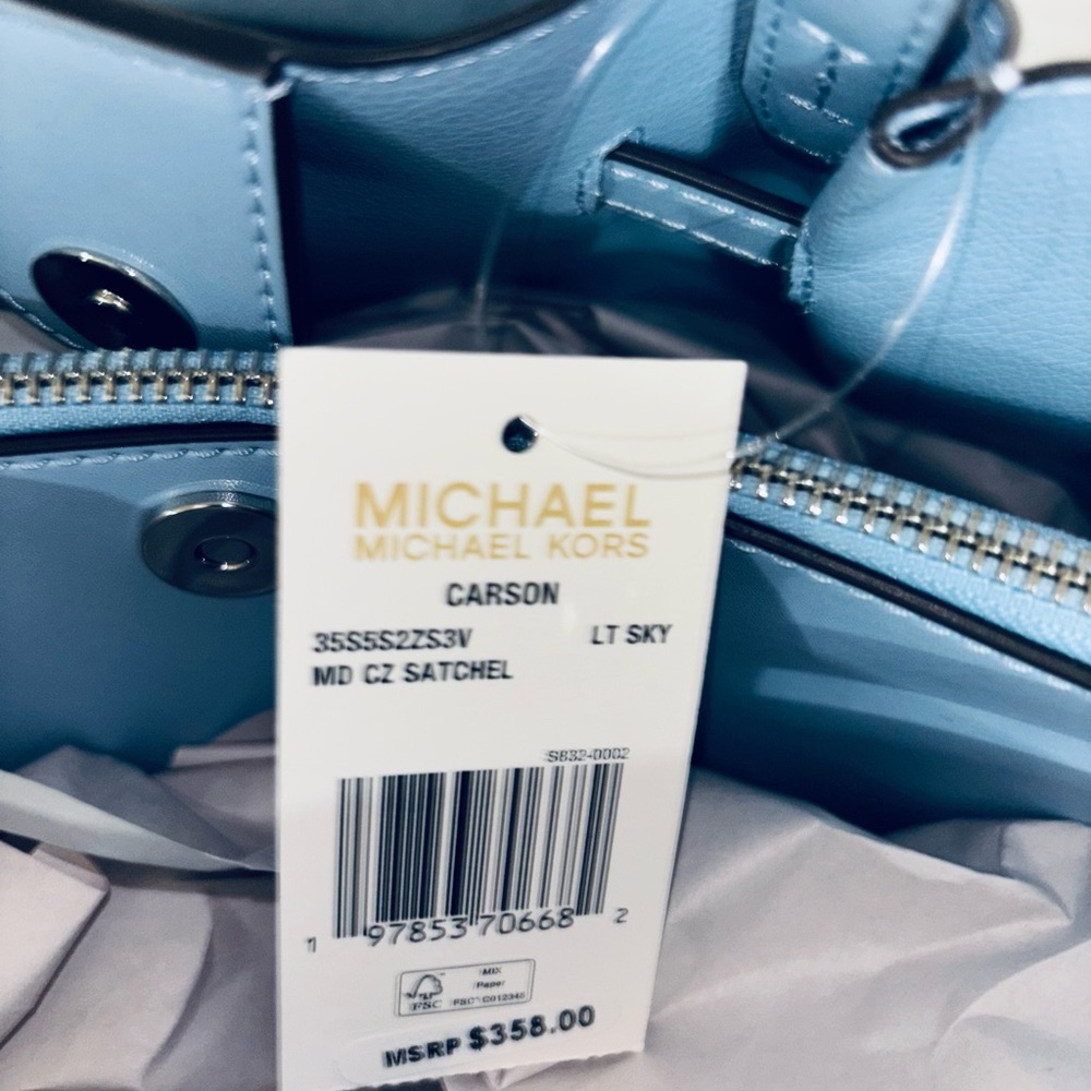 Michael Kors Carson Medium Sky Blue Satchel - Picture 7 of 7